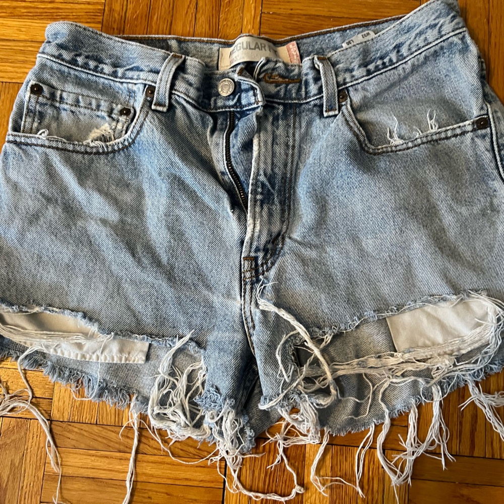 Levi's Light Blue Distressed Women Shorts